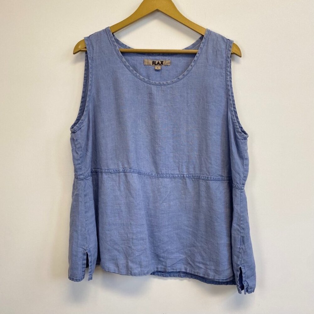 Flax 100% Linen Blue Sleeveless Top